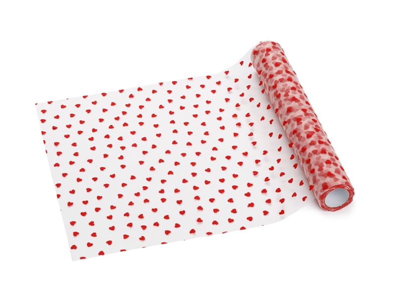 Chemin de table en tulle avec cœurs Rouge 0,36 x 9 m