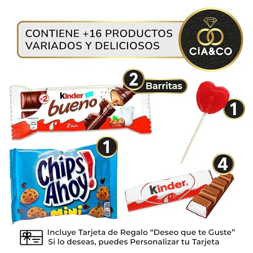 Miniatura 4 de Cajita Regalo Original Con 17 Chocolates Kinder Bueno, Cards, Kinder Chocolate, Twix, Mars, Kit Kat, Huesitos, Galleta Lotus Biscoff Y Mucho Más Día De La Madre Con Tarjeta Y Texto Personalizada