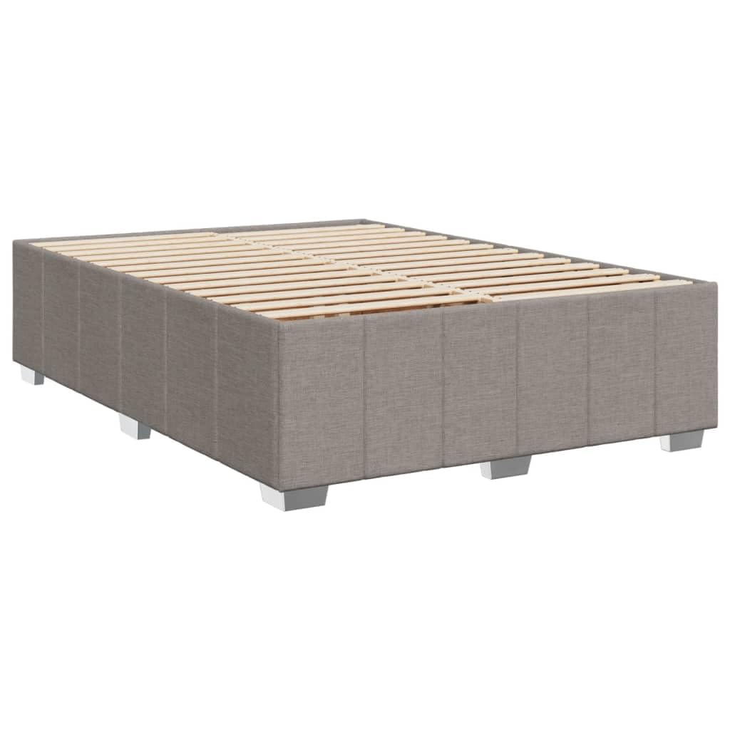 Cama con somier con colchón de muelles ensacados, color topo, 160 x 200 cm, altura regulable, cómodo cubrecolchón, tejido de poliéster transpirable