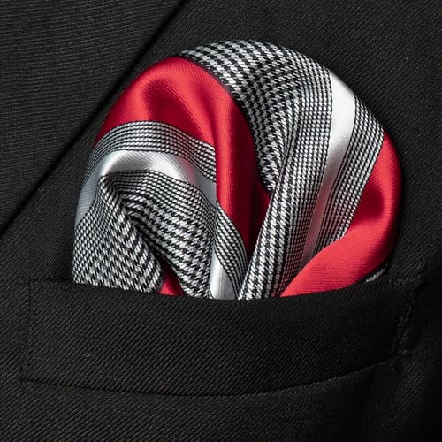 Image of JEMYGINS Mens Striped Tie and Lapel Pin Necktie Pocket Square and Tie Clip Sets for Business Casual 4PCS