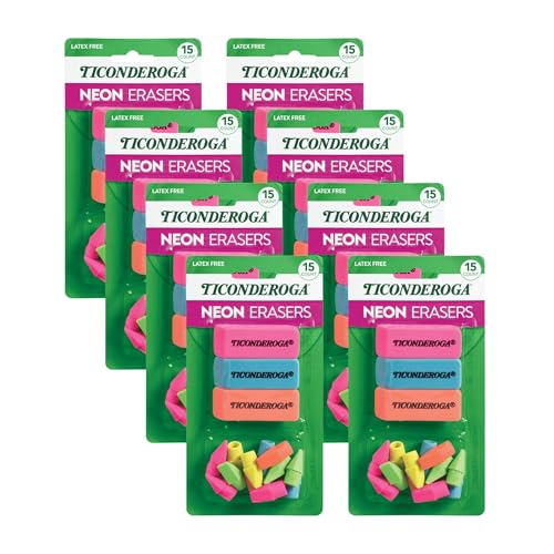 Ticonderoga Erasers, Neon, 15 Count (Pack of 8)  - image 1