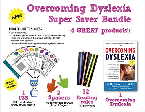 Overcoming Dyslexia (2020 Edition): Second Edition, by Sally Shaywitz + Dyslexia Brain Games USB Flash Drive + Reading Strips (12 PACK) + Finger Spacers | EASY BUNDLE | A New and Complete Science-Based Program for Reading Problems at Any Level | 9 PDF Workbooks Overcoming Dyslexia (2020 Edition): Second Edition, by Sally Shaywitz + Dyslexia Brain Games USB Flash Drive + Reading Strips (12 PACK) + Finger Spacers | EASY BUNDLE | A New and Complete Science-Based Program for Reading Problems at Any Level | 9 PDF Workbooks