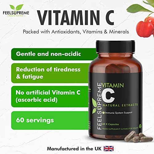 Feel Supreme - 100% Natural Vitamin C Capsules - Immune System Booster, VIT C Supplement, Vitamin C 1000mg, VIT C 1000mg Capsules, Vitamin C Supplements - 60 Capsules - Image 4