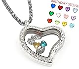 Set Heart Shape Locket Necklace - Genuine 316 Surgical Stainless Steel +12 Heart Charms +3 Christian Charms