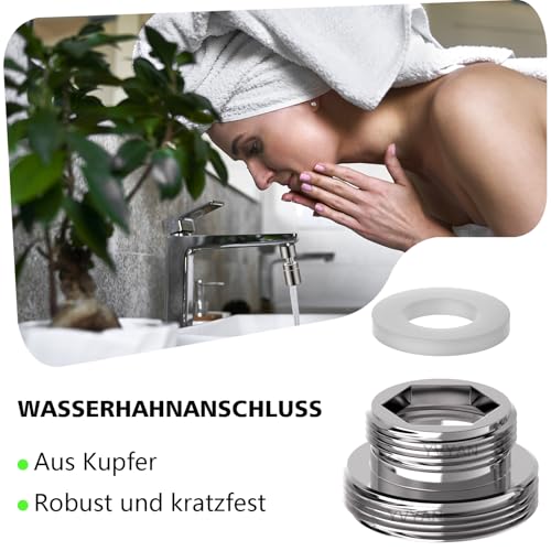 Yvyan Wasserhahn Adapter M18- auf M22-2 Stück, Gewindeadapter für Außengewinde M18 und M22, Geeignet für Küchenarmaturen, Wassersparer, Wasserreiniger, Schlauchanschlüsse (silbrig, M18-M22)