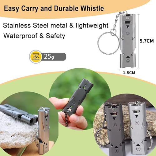 Image of Store2508 Whistle Emergency, Safety Survival Whistle with Lanyard Keychain, High Pitch Double Tubes Coyote Whistle for Hiking Camping Hunting Boating Rescue Signal Whistle (Black 2 Pcs)