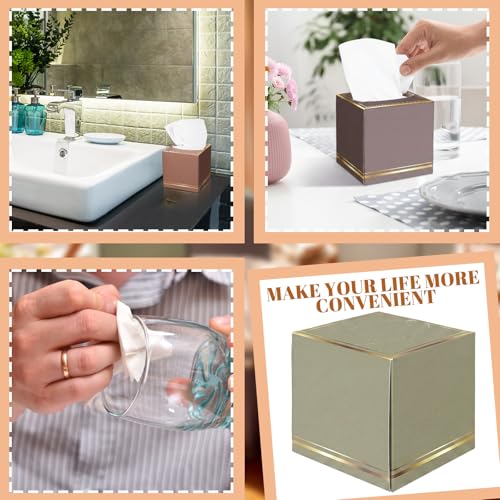 Image of Fourluoo 12 Pack Facial Tissues Cube Shaped Boxes Face Box 600 Sheets 3 Ply Soft Paper Square Tissues Bulk for Car Pocket Toilet Household Bedroom Family (Vintage Color)