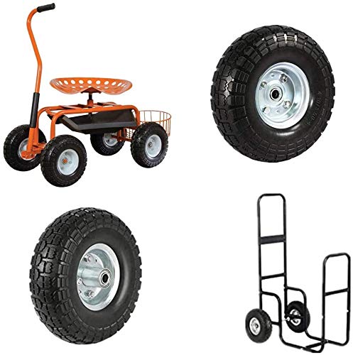 SASONCO Solid Wheelbarrow Tires Sack Truck Cart Wheel Puncture Proof Solid Rubber Tyre Wheels Garden Wagon Cart Trolley Tires Wheels 5/8-inch Bearings 10