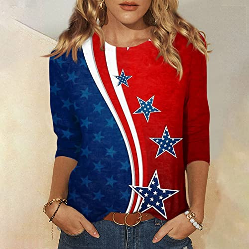 Generic-Womens-Tops-34-Length-Sleeves-Travel-Oversized-Hawaiian-T-Shirt-Women-Summer-Crewneck-Tops-Womens-34-Sleeve-Tops