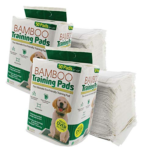Bamboo Dog Training Pads by The Green Pet Shop  100 Count, Super Absorbent Pads with Prolonged Odor Control  Ideal Puppy Training Pads or Incontinence Pads for Senior Pets  22 x 23 Inches