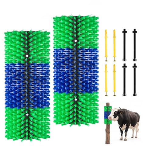 VEVOR Cepillo Rascador para Ganado, 430 x 190 mm, Conjunto de 2 Piezas, Raspador para Granja Campo, Cepillos de Masaje para Caballos Vacas Ovejas, para Aliviar la Picazón y la Limpieza, Verde y Azul