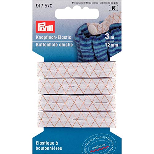 Prym Elastic Buttonhole, White, 12 mm