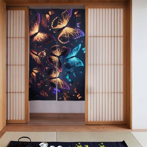 ドアカーテン ファッション 暖簾長さ のれん シャワー 人気 色とりどりの蝶パーティション ブロック 部屋仕切り おしゃれ 間仕切り 目隠し プライバシー保護遮光断熱壁飾り壁掛け グッズ ロング 飾りトイレ キッチ 玄関 廊下 寝室 部屋 温泉 旅館 ホテ