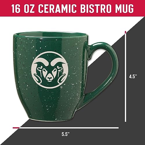 Image of Rico Industries NCAA Colorado State Rams Green Personalized 16 oz Team Color Laser Engraved Speckled Ceramic Coffee Mug