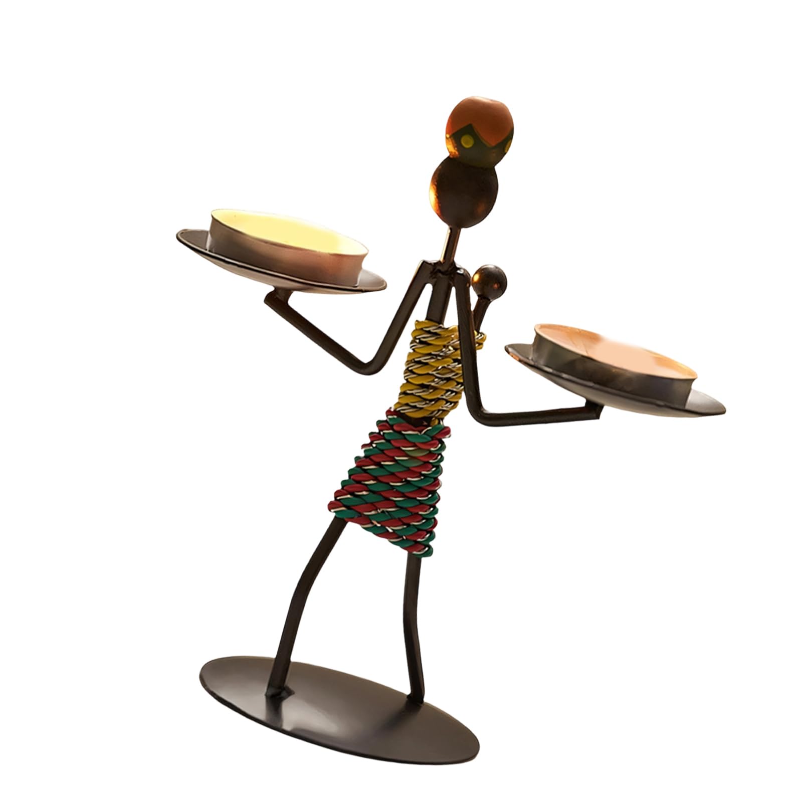 Carotoe Section B Artistic Metal Tealight Holders Iron African Lady Candelabra Desk Decors For Living Room Or Bookshelf Styling Iron Figurine Owner