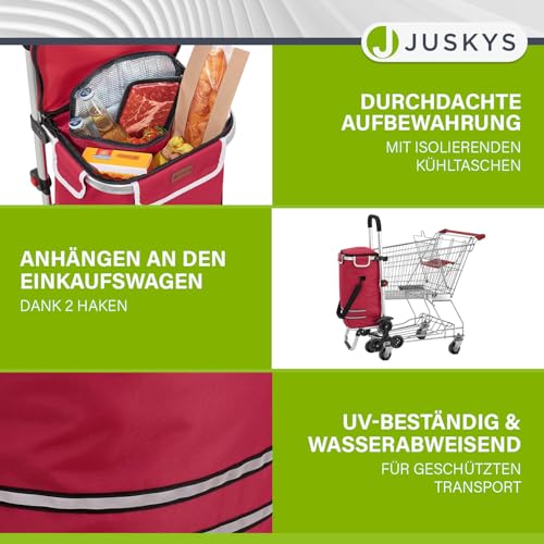 Juskys 3in1 Einkaufstrolley für Treppen - 56 L, modern & klappbar - Treppensteiger Trolley zum Shopping - Sackkarre & Tasche - Trolli Rot – Bild 5