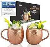 ✅ ELEGANT & KLASSISCH 🍸: Jeder Moscow Mule glas ist aus hochwertigem Kupfer handgefertigt, gehämmert, poliert und eignen sich daher hervorragend für besondere Anlässe! Ihre Freunde werden die Größe und Schönheit dieses Hinguckers bemerken und werden es lieben!