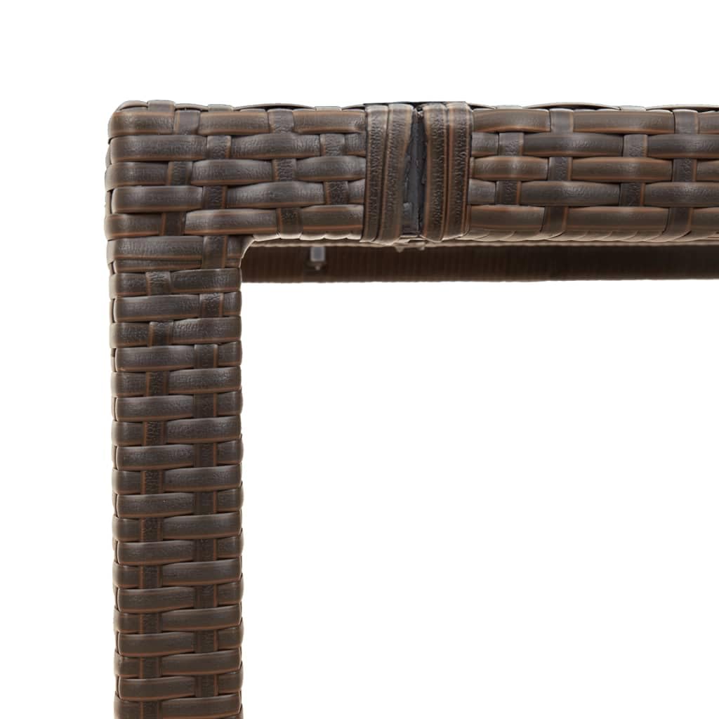 Tavolo da giardino in polyrattan marrone con vetro temperato, 90 x 90 x 75 cm, resistente alle intemperie, con telaio in acciaio verniciato a polvere, per cene all'aperto in giardino