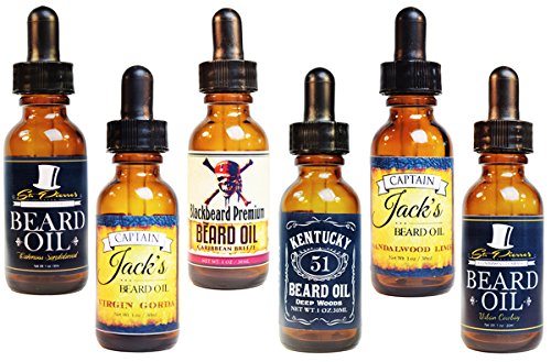 Premium Beard Oil and Conditioner for a Softer, Itch Free Beard - Variety Pack of 6-1 oz Bottles - Handmade with Carrier and Essential Oils that Offer Important Vitamins and Nutrients!