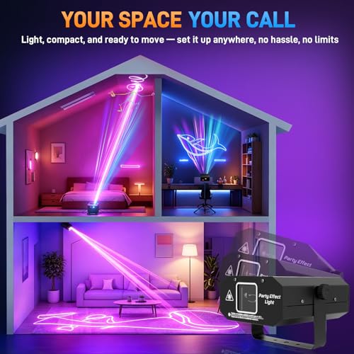 Image of Portable APP Controlled Laser Projector Support Custom Drawing Text Playback Personalized Programming, 3D Animation Laser Light with Sound Active DMX Mode for Stage DJ Party Events