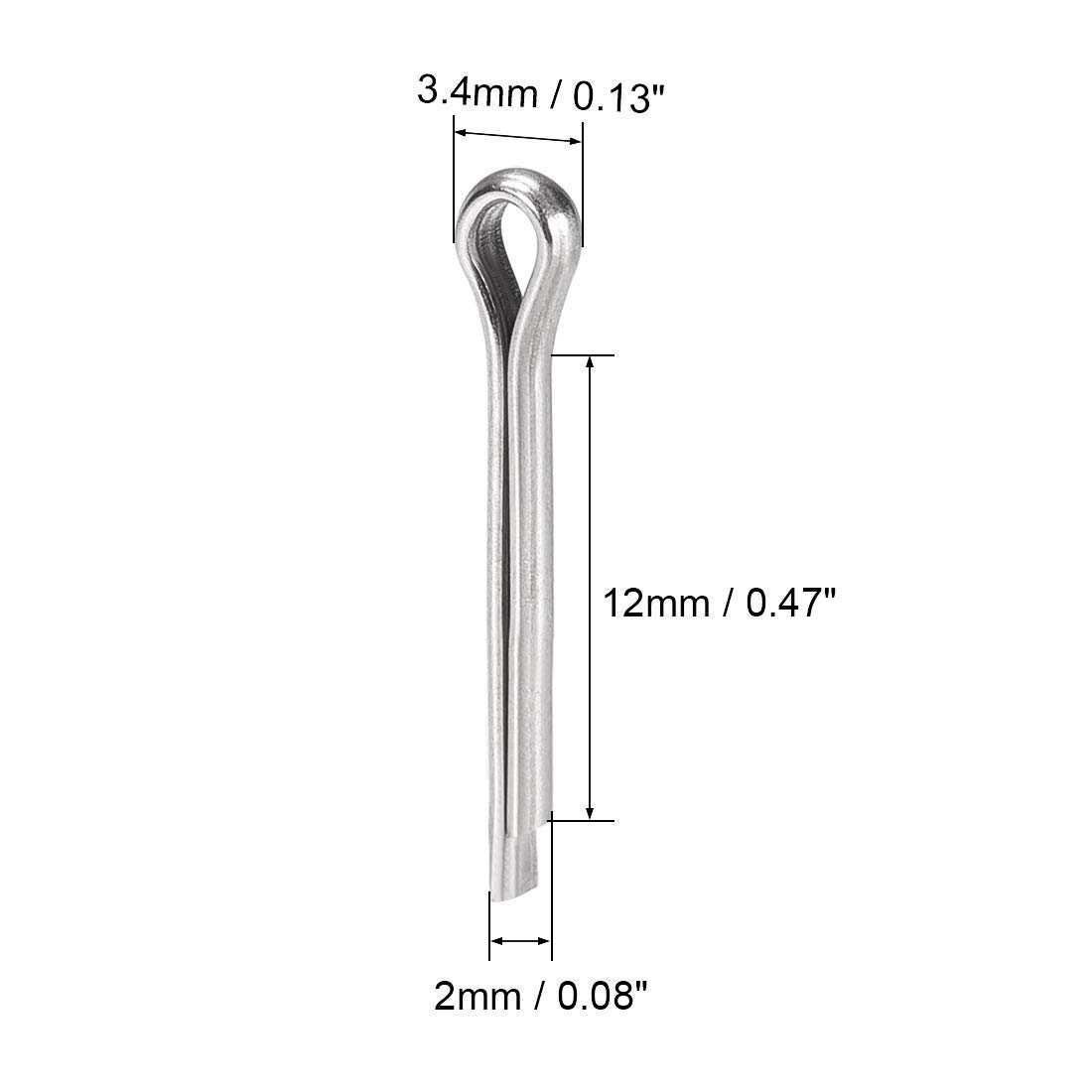 XYWHPGV Coppiglia divisa - 2 mm x 12 mm in acciaio inossidabile 304 a 2 punte con chiusura tono argento chiave a clip 120 pezzi(7e323 87d2e 3ebd5 d911d 9c6d3 a3b46