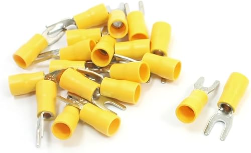 20 terminales preaislados de horquilla IIVVERR amarillos para tornillo #8 AWG 12-10 (20 Unids Amarillo Pre-Aislada Terminal de Horquilla para el