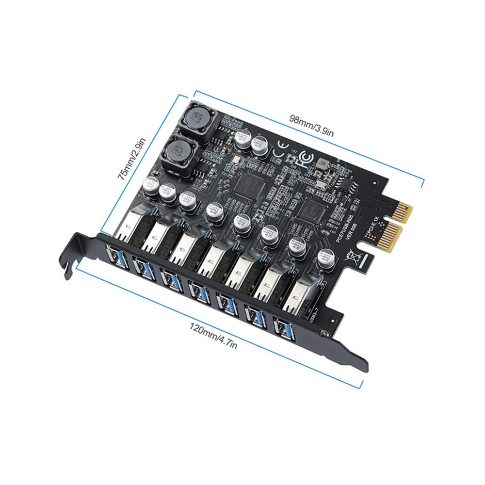 Carte Adaptateur USB 3.2 7 Ports Pour Contrôleur Avant, PCI-E Express, Extension PCIe Interne - Connexion 7 Appareils Pour Windows XP/7/8/10/11/Linux