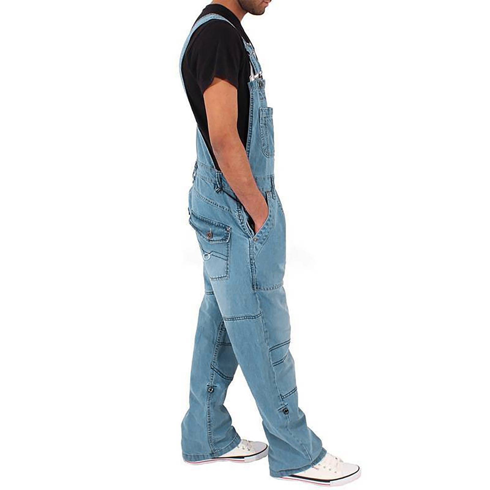 Peto de mezclilla para hombre - Mono de trabajo de ajuste relajado Tirantes ajustables y bolsillos, mono vaquero para trabajo e informal
