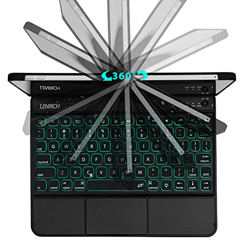 Lenrich Ipad Pro 11 4Th Keyboard Case 2022 Ipad Air 5Th Generation Smart Trackpad 7 Color Backlight 360 Touchpad Compatible With 10.9 Ipad Air 4Th Gen Ipad Pro 11 Inch 1St/2Nd/3Rd 2021 #TOP7