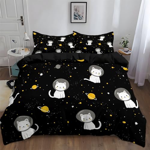 Generisch Juego de ropa de cama de microfibra cepillada de alta calidad, para verano e invierno, ultrasuave, hipoalergénica, 200 x 200 cm, color negro
