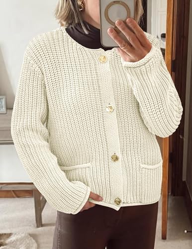 Image of PRETTYGARDEN Cardigan Sweaters for Women 2026 Trendy Oversized Knit Chunky Button Cardigans Fall Winter Outfits with Pockets