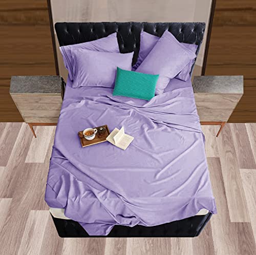 Image of Mocassi Hotel Luxury 1800 Thread Count Bedding Pillowcases King Size Set of 2 - Pillow Covers - Pillow Protector - Cooling Pillowcases (Set of 2 King Size 20 inch x 40 inch, Lavender)
