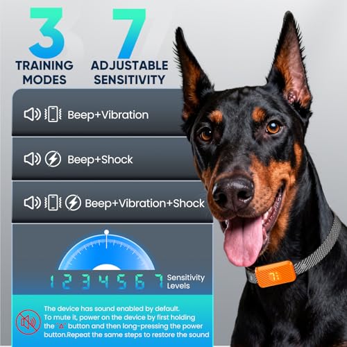Dog Bark Collar for Large Medium Small Dogs, Effective No-Bark Collar, Smart Barking Collar, Rechargeable Bark Collar with 7-Level Sensitivity, 3 B & V Modes, Waterproof, Neon Orange - Image 4