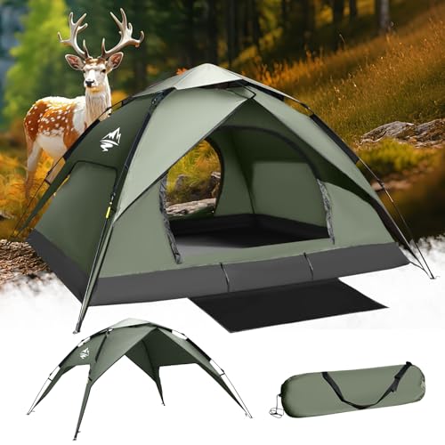 2-3 Person Camping Tent, Instant Pop Up Tents for Camping, 60s Automatic Easy Setup Tent with Rainfly, Double-Layer Waterproof & Windproof Instant Tents for Hiking Backpacking