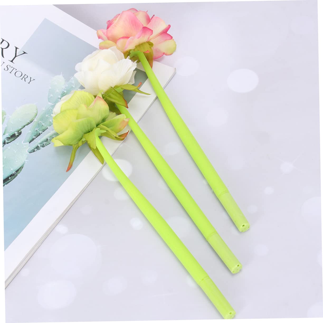 NUOBESTY 12pezzi Penne Gel Con Design Di Rosa Penne Romantiche e Creative Per Ufficio Scuola e Uso Familiare Inchiostro Blu Stile Casuale