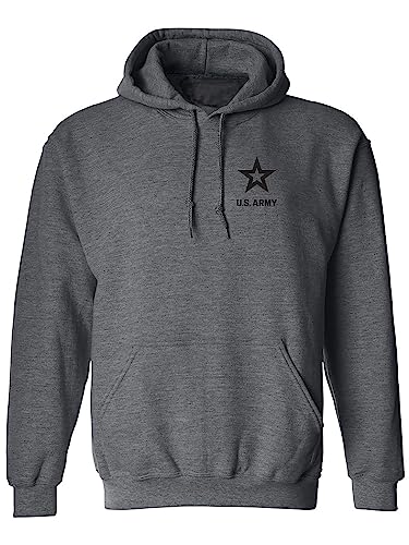 zerogravitee US Army Star Black Ink Left Chest Adult Hooded Sweatshirt