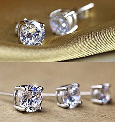Adabele Authentic Sterling Silver Birthstone Stud Earrings 8mm/2 Carat Cubic Zirconia Imitation Diamond Gemstone Hypoallergenic Nickel Free Tarnish Resistant Women Men Fine Jewelry2