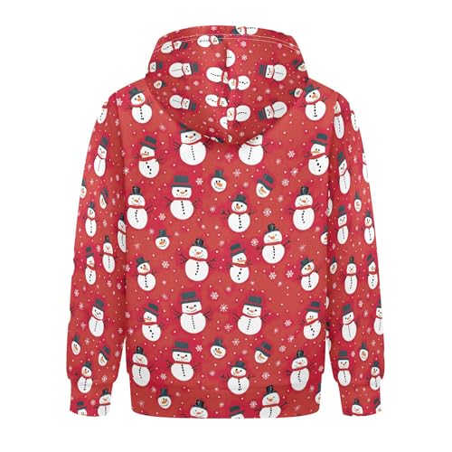 Kids Hoodies Sweaters Christmas Xmas Snowman Hooded Sweatshirts with Big Pockets for Boys Girls B04003462