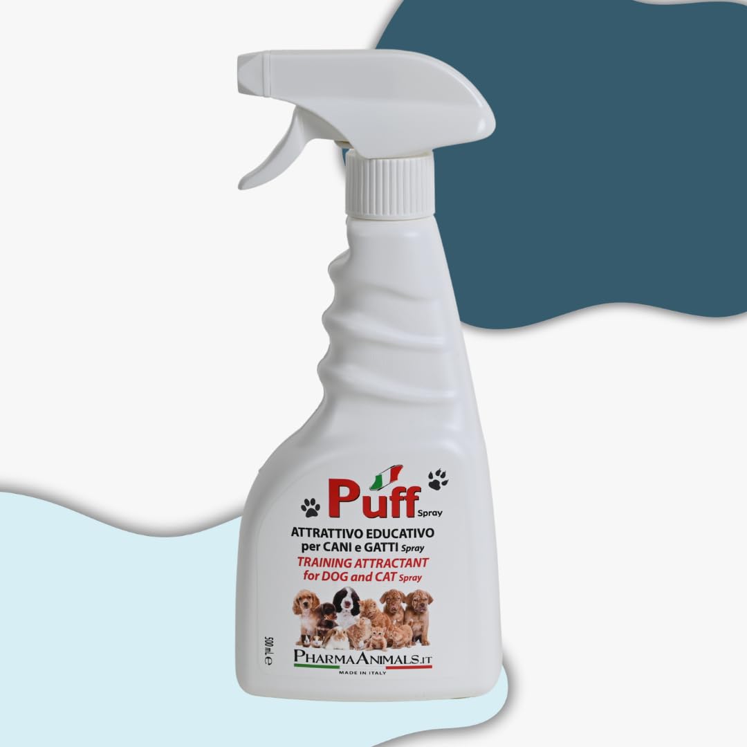 Puff Spray Attrattivo Naturale per Addestramento Cani e Gatti 100% Eco-Friendly | Facile Uso per Lettiera e Area Bisogni - 500 ml, Made in Italy