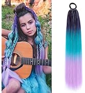 Ponytail Extension with Hair Tie Festival Colored Hair Extensions for Braiding 1 Pack 24 Inch Bra...