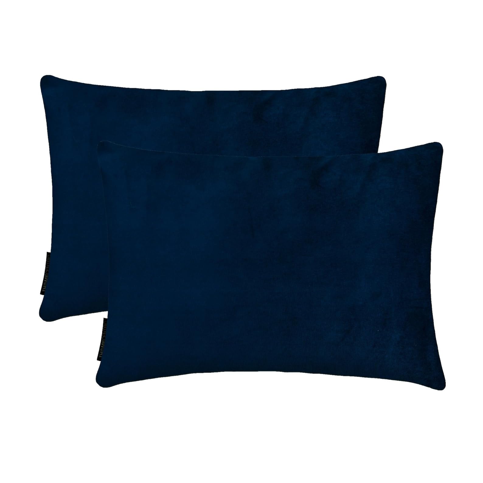 The HomeCentric Navy Blue Luxury Lumbar Cushion Covers 50x70 cm | Pack of 2 Modern Velvet Oblong Cushion Cover | Plain Solid Pillowcases for Bed, Couch & Sofa, Modern Home Décor - Navy Velvet Dream
