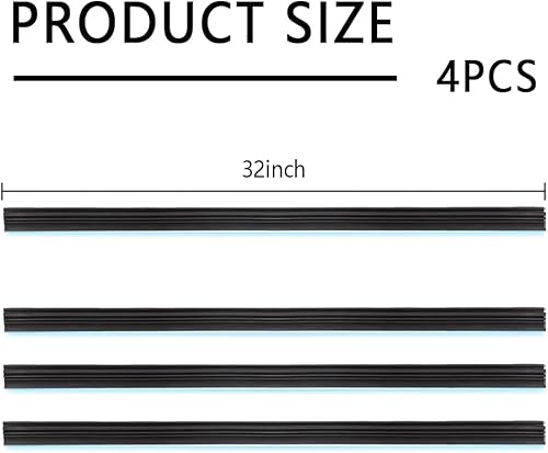 Miniatura 2 de 4 piezas de 32 pulgadas de tiras de limpiaparabrisas de automóvil, recortables, silenciosas, de uso, repuesto premium & EZ sin hueso, repuesto para