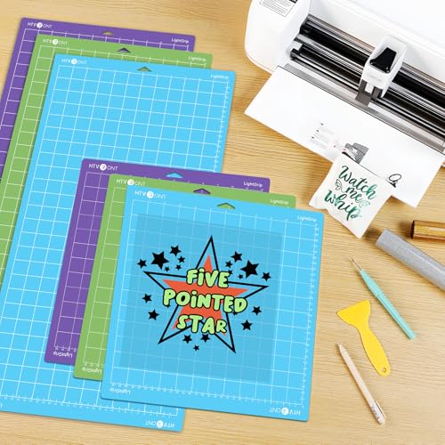 Image of HTVRONT Cutting Mat, 6 Pcs, 12x12 & 12x24, Compatible with Maker & Explore | Compatible with Cricut Maker 3 /4, Explore 3 /4 /5, Air 2 /One, Standard, Light & Strong Tack Adhesive Sticky Mats