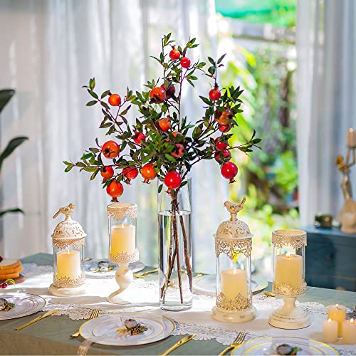 Romadedi Candle Holders Moroccan Decorative Lantern - Tabletop Decorative Accent Candle Holder For Pillar Set Of 2 For Home Living Room Mantel Patio Coffee Table Centerpiece Decor, Distressed Ivory #TOP4