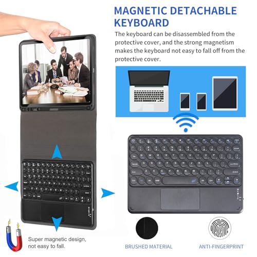 Image of FKU Rechargeable Bluetooth 5.0 Keyboard with Touchpad,78 Keys Ultra Slim Quiet Wireless Keyboard with Trackpad, Compatible Multimedia Keyboard for PC, Tablets, Smartphones, Laptops (Dark Green)