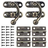 Xinjoduz Mini Scharniere Messing Scharniere Klein 6-Teiliges Antike Bronze Scharnier Set Rmit Rechtsriegelhaken Iegel Haken Verriegelung Für Holzkiste Schmuckkästchen Holzkisten Und Dekorative Box