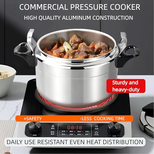 17-15.85 Quart Aluminum Pressure Cooker & Canner, Commercial Heavy-Duty, Anti-Scald Handle, Gas & Open Flame Compatible, Ideal for Family & Restaurant Use
