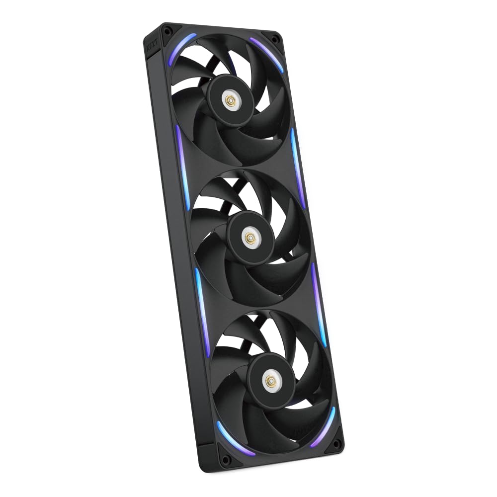 NZXT F360X Performance-Einzelrahmen-Lüfter - 3x 120mm PWM RGB PC-Gehäuselüfter - Maximale Luftförderung und statischer Druck - LCP-Rahmen und -Flügel - Magnetisches Fluid-Dynamic-Lager - Schwarz