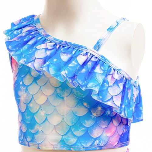 Image of GALLDEALS Girls Swimsuit 3 Piece Bathing Suits Flounce Ruffle Tankini Set Beach Swimwear with Cover Ups Skirt for 3-10 Years