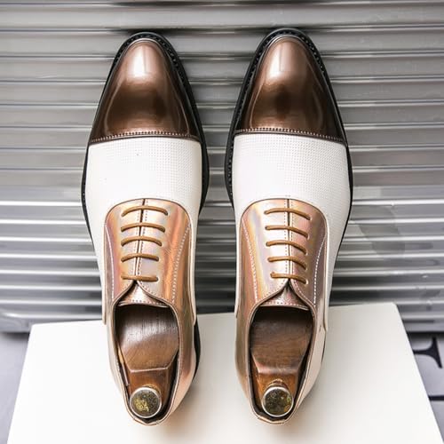 Men's Two - Tone Leather Oxfords, Stylish Formal Shoes - Ideal for Weddings, Evening Events & Business Occasions3